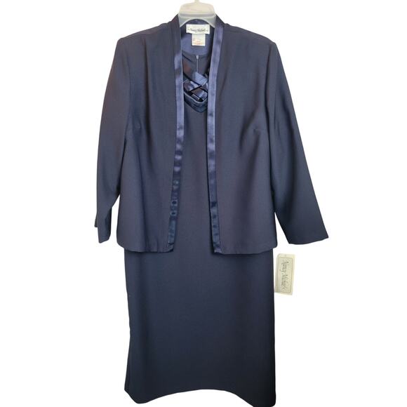 NWT VTG Nancy Michaels Royal Blue 2-Piece Formal Dress & Jacket Women's Size 18P - Picture 1 of 16